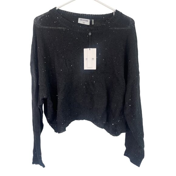 LNA Sheye Sparkle Sweater in Black Night Medium New Womens Knit Top - Picture 6 of 15